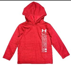 Under Armour Red Long Sleeve Hooded Shirt White Logo Youth 2T NWT Woodmark